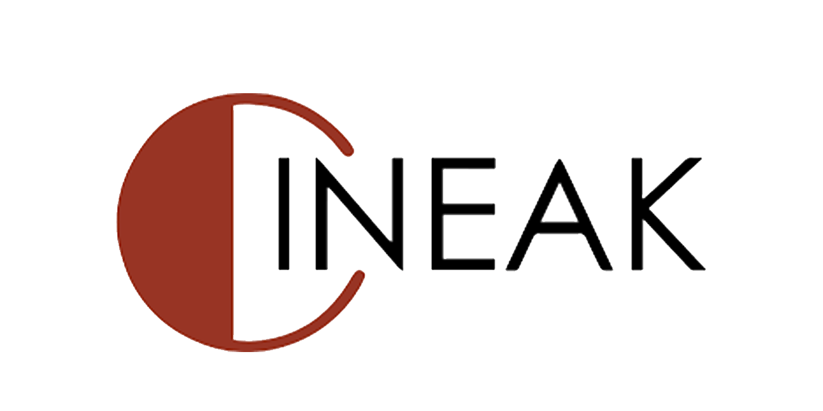 The image features a logo with the word "Cineak" and a stylized red letter "C" on a black background.