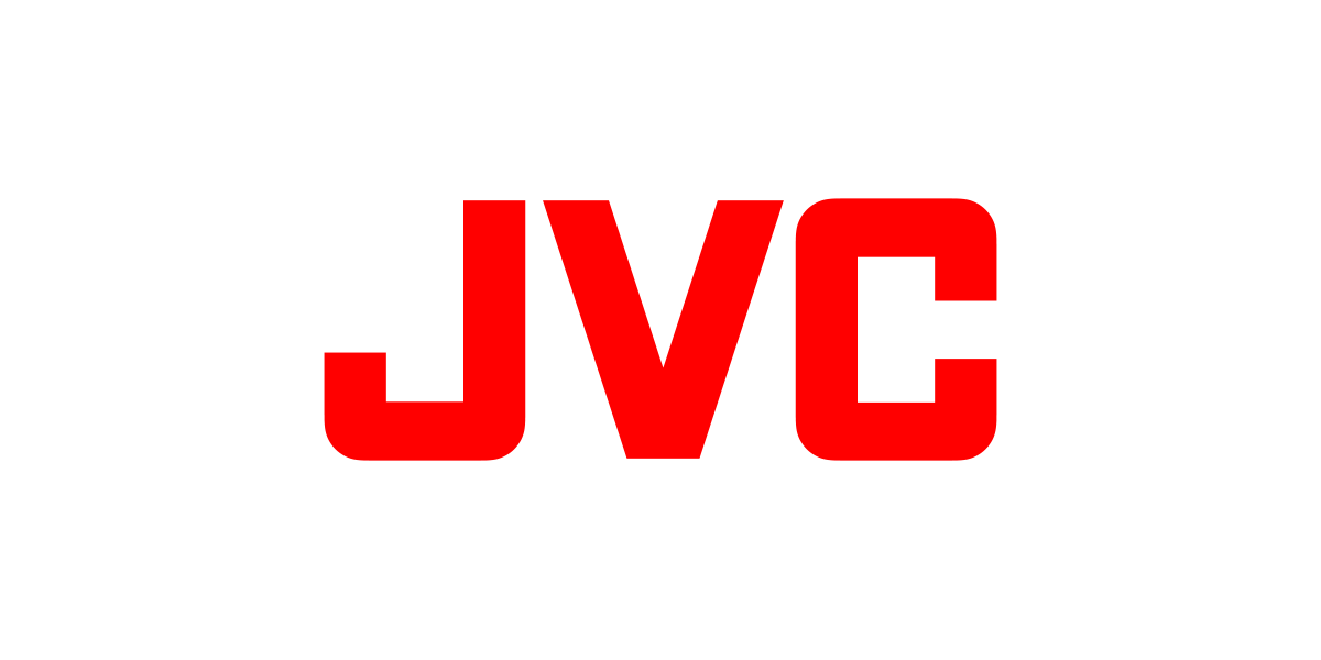 The image features the JVC logo in bold red letters against a solid black background, representing a prominent electronics brand.