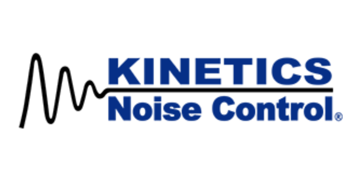 The image features the logo of Kinetics Noise Control with bold blue text on a black background. No landmarks or people are present.